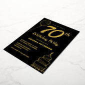 Invitation En Aluminium Black Gold 70e fête d'anniversaire Real Gold (Rotation)