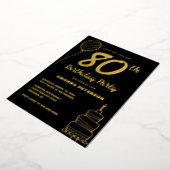 Invitation En Aluminium Black Gold 80e fête d'anniversaire Real Gold (Rotation)
