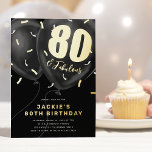 Invitation En Aluminium Black Gold 80th Birthday Party<br><div class="desc">Voici la façon parfaite de commémorer un jalon quatre-vingt ans : Real Foil 80th Birthday Party Invitations. Cet ensemble élégant d'invitations reflète l'aspect chic et moderne d'une célébration du 50e anniversaire. Avec un arrière - plan noir classique et des confettis dorés et blancs éclatants, le design donne le ton parfait...</div>