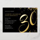 Invitation En Aluminium Black Gold Confetti 30e anniversaire<br><div class="desc">Plus de Invitations d'anniversaire amusantes dans le Little Bayleigh Store!</div>