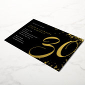 Invitation En Aluminium Black Gold Confetti 30e anniversaire (Rotation)