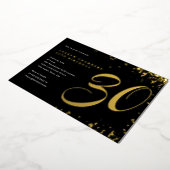Invitation En Aluminium Black Gold Confetti 30e anniversaire (Rotation)