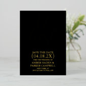 Invitation En Aluminium Black Gold Foil Enregistrer l'Invitation de date | (Debout devant)