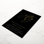 Invitation En Aluminium Black & Gold Foil Script 50e fête d'anniversaire (Rotation)