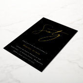 Invitation En Aluminium Black & Gold Foil Script 60e fête d'anniversaire (Rotation)