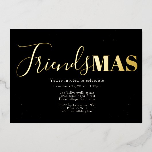 Invitation En Aluminium Black Gold Friendsmans Noël (Recto)