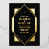 Invitation En Aluminium Black & Gold Gatsby Art Deco Wedding (Recto)