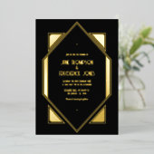 Invitation En Aluminium Black & Gold Gatsby Art Deco Wedding (Debout devant)
