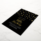 Invitation En Aluminium Black & Gold Hexagon Confetti 60e fête d'anniversa (Rotation)