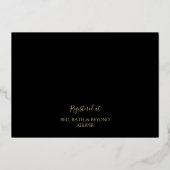 Invitation En Aluminium Black & Gold Ligne moderne Peony Toile Fête des ma (Verso)