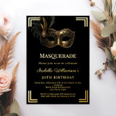 Invitation En Aluminium Black gold Masquerade luxury birthday party
