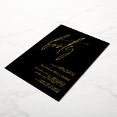 Invitation En Aluminium Black & Gold Minimalist 40e anniversaire (Rotation)