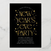 Invitation En Aluminium Black Gold Modern scintillant fête de la Saint-Syl (Recto)