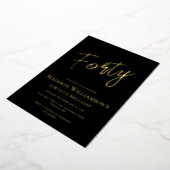 Invitation En Aluminium Black & Gold Quarty Minimal 40e fête d'anniversair (Rotation)