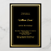 Invitation En Aluminium Black gold simple luxury birthday (Recto)