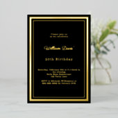 Invitation En Aluminium Black gold simple luxury birthday (Debout devant)