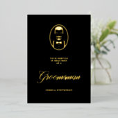 Invitation En Aluminium Black Groomsman Silhouette Simple Wedding Proposal (Debout devant)