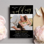 Invitation En Aluminium Black Join Us Script Photos Mariage double face