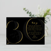 Invitation En Aluminium Black | Moderne Merci de fête du 30e anniversaire (Debout devant)