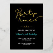 Invitation En Aluminium Black Neat Golden Script 50e fête d'anniversaire (Recto)
