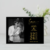 Invitation En Aluminium Black Nice Trend Romantique Mariage Couple Photo (Debout devant)