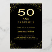 Invitation En Aluminium Black or 50e anniversaire fabuleux (Recto)