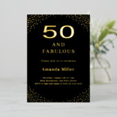 Invitation En Aluminium Black or 50e anniversaire fabuleux (Debout devant)