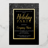 Invitation En Aluminium Black parties scintillant or entreprise Noël (Recto)