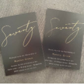 Invitation En Aluminium Black & Rose Gold Foil Script 70e fête d'anniversa