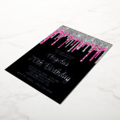 Invitation En Aluminium Black Silver Deep Rose Parties scintillant Drips 7 (Rotation)