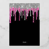 Invitation En Aluminium Black Silver Deep Rose Parties scintillant Drips 7 (Verso)