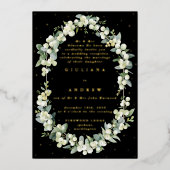 Invitation En Aluminium Black Snowberry+Eucalyptus Réception de mariage un (Recto)