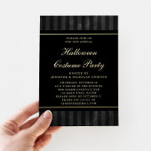 Invitation En Aluminium Black Stripes Halloween Costume Party Gold
