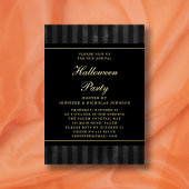 Invitation En Aluminium Black Stripes Halloween Party Gold