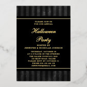 Invitation En Aluminium Black Stripes Halloween Party Gold (Recto)