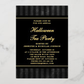Invitation En Aluminium Black Stripes Halloween Tea Party Gold (Recto)