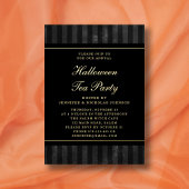 Invitation En Aluminium Black Stripes Halloween Tea Party Gold