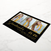 Invitation En Aluminium Black Trois Photo Collage Gold (Rotation)