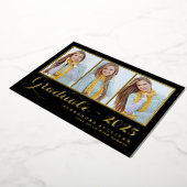 Invitation En Aluminium Black Trois Photo Collage Gold (Rotation)