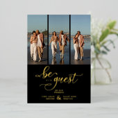 Invitation En Aluminium Black Vertical 3 Photos Collage Handwritten Fancy (Debout devant)