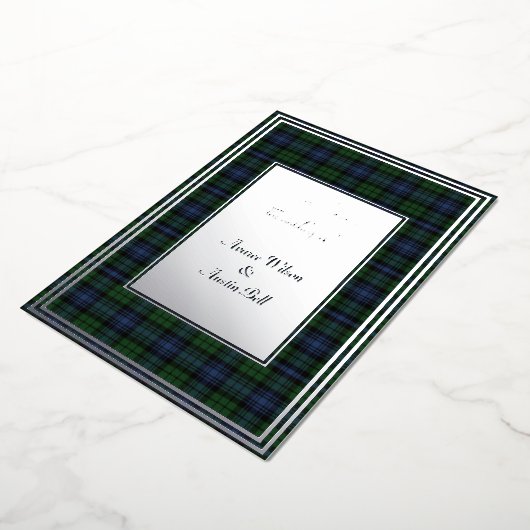 Invitation En Aluminium Black Watch Ancien Tartan original Argent (Rotation)