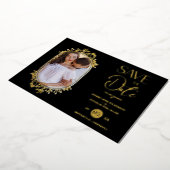 Invitation En Aluminium Black Wedding Fancy Ornament Frame Flowers Photo (Rotation)
