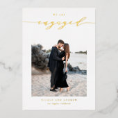 Invitation En Aluminium Black Whimsical Script Photo Engagement (Recto)