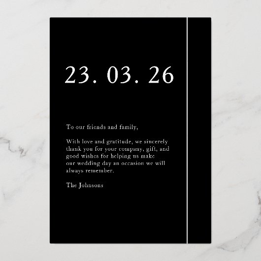 Invitation En Aluminium Black White Photo Mariage Amour et Gratitude Rose (Verso)