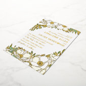 Invitation En Aluminium Blanc Anemones Gold Foil Line Art Mariage (Rotation)