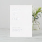 Invitation En Aluminium Blanc Dusty Blue Enregistrer la date Argent (Debout devant)