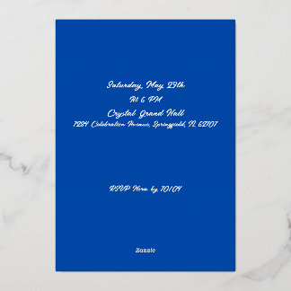 Invitation En Aluminium Blanc Élégant, Bleu & Or Feuille de Fin d'Études
