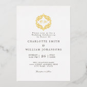 Invitation En Aluminium Blanc Elegant Simple Gold Frame Mariage initial (Recto)