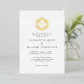 Invitation En Aluminium Blanc Elegant Simple Gold Frame Mariage initial (Debout devant)