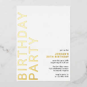 Invitation En Aluminium Blanc et Or Simple Moderne Anniversaire Tout Âge